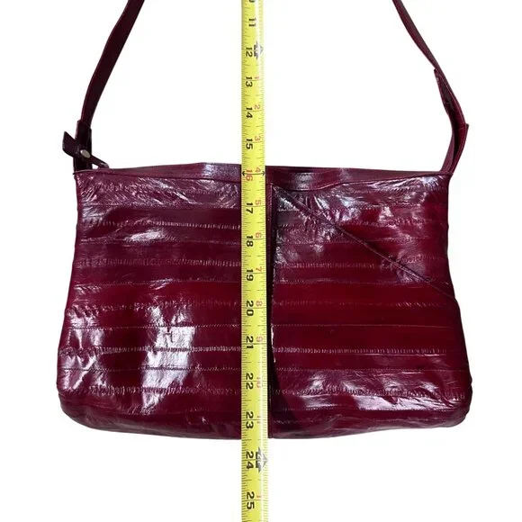 Vintage Red Purse Eel Skin Shoulder Bag Lee Sands Korea 1970s Retro Fashion - Picture 13 of 15